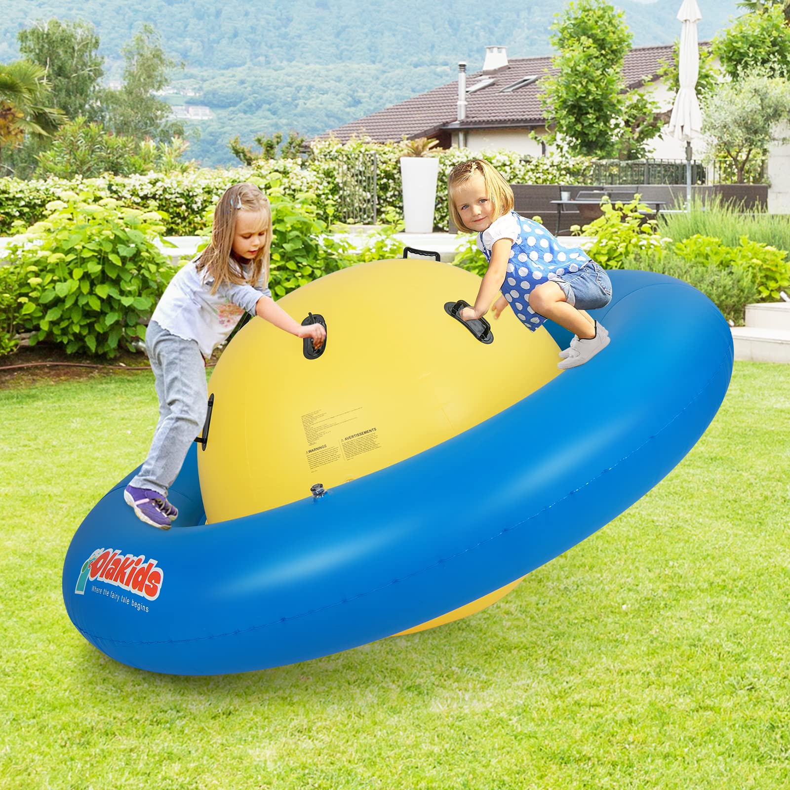 INFANS 8FT Inflatable Dome Rocker Bouncer, Outdoor Kids Giant Roll and Play Seesaw Rocker with 6 Secure Handles