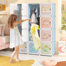 INFANS Children Wardrobe, Kid Closet Portable Baby Dresser Cute for Kids Bedroom Nursery Armoire with Doors