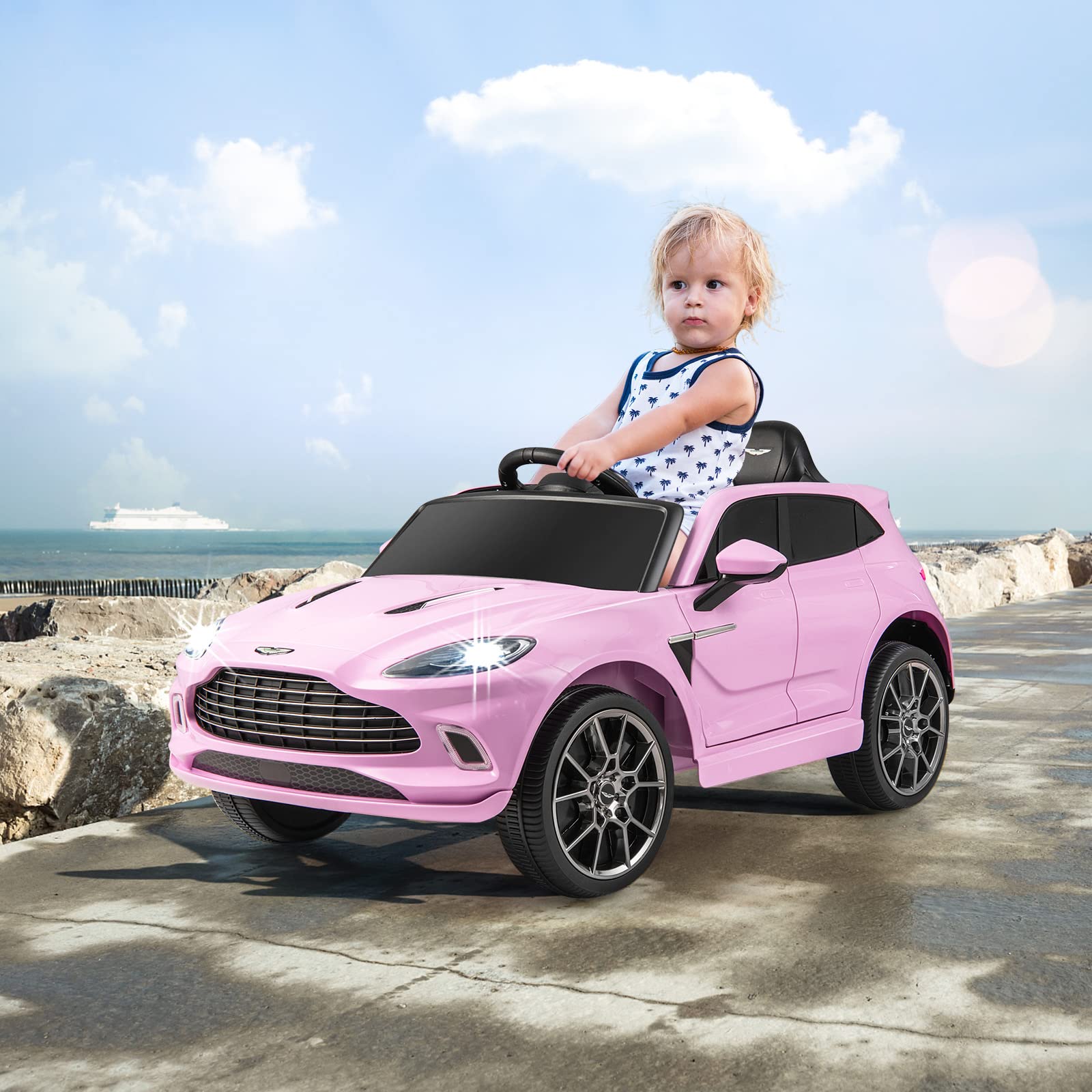 INFANS Kids Ride on Car, 12V Electric Vehicle Licensed Aston Martin DBX with Remote Control