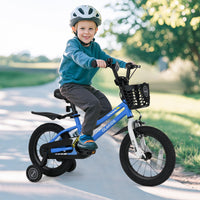 INFANS Kids Bike 12 Inch Toddlers Bike with Training Wheels Basket Adjustable Seat Handbrake and Coaster Brake