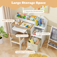 INFANS Kids Table and Chair Set, Toddler Art Craft Play Wood Activity Desk with Chairs, Children Furniture