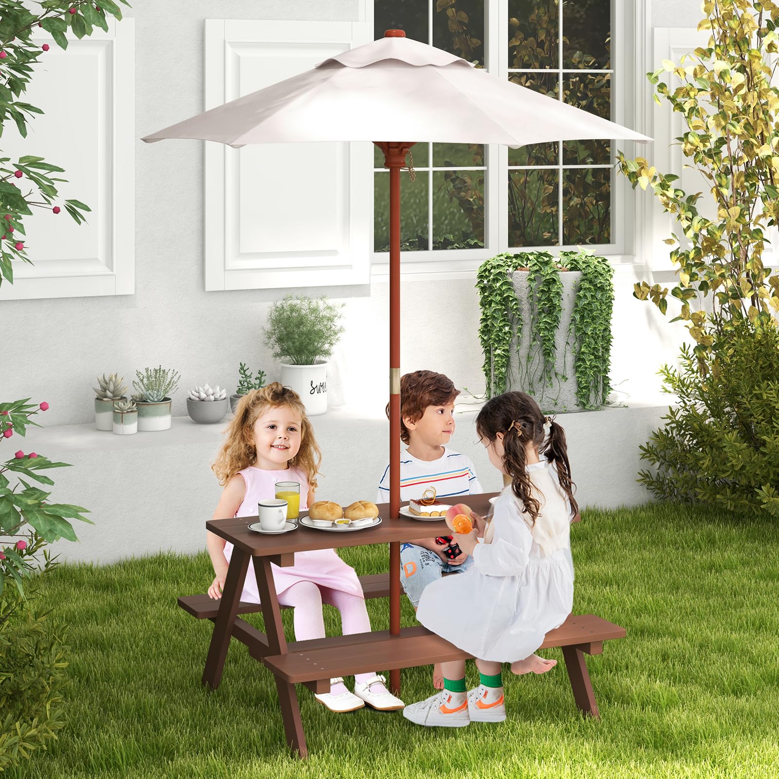Toddler Activity Picnic Table for Garden Backyard Patio