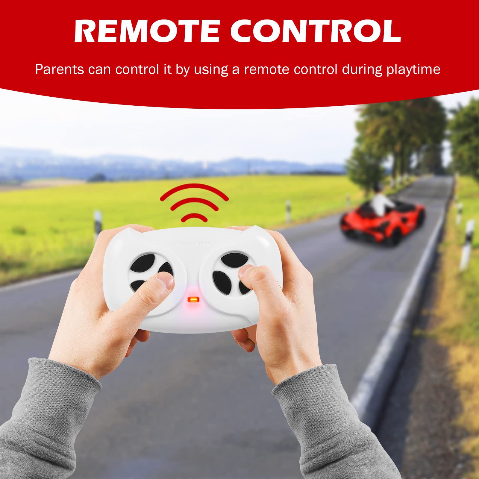 INFANS 12V Licensed Lamborghini Sian Kids Ride on Car with Parent Remote Control, Electric Toy Roadster Carbon Fiber Textured