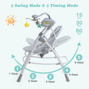 INFANS 2 in 1 Baby Swing and Bouncer for Infants, Portable Newborn Rocker with 5 Speed Sway Music Timing 2 Toys Remote Control, Easy Fold, Compact Electric Baby Swing for 0-6 Months Boy Girl INFANS