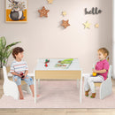 INFANS 3 in 1 Kids Table and Chair Set, Wood Multi Activity Table with Removable Tabletop, Detachable Blackboard
