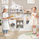 INFANS Kids Kitchen Playset, Toddler Wooden Kitchen Pretend Cooking Toy Set with Coffee Maker