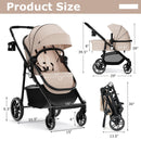 INFANS 2 in 1 Baby Stroller, High Landscape Infant Stroller, Foldable Pushchair
