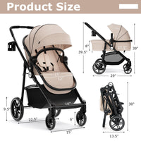 INFANS 2 in 1 Baby Stroller, High Landscape Infant Stroller, Foldable Pushchair