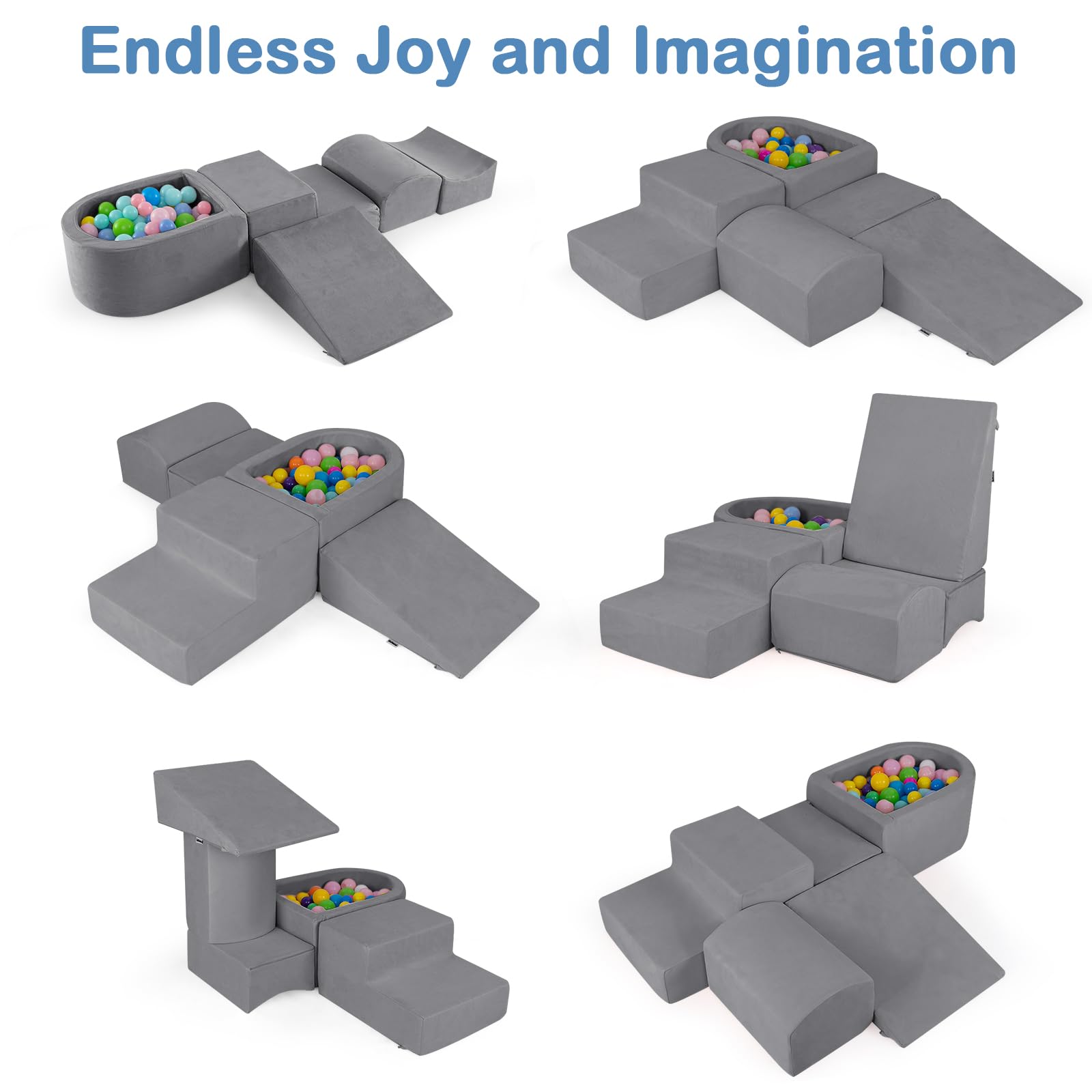 INFANS Climbing Toys for Toddlers, Foam Climbing Blocks and Ball Pit for Baby, 5pc Kids Climb and Crawl Block Activity Play Set