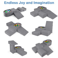 INFANS Climbing Toys for Toddlers, Foam Climbing Blocks and Ball Pit for Baby, 5pc Kids Climb and Crawl Block Activity Play Set