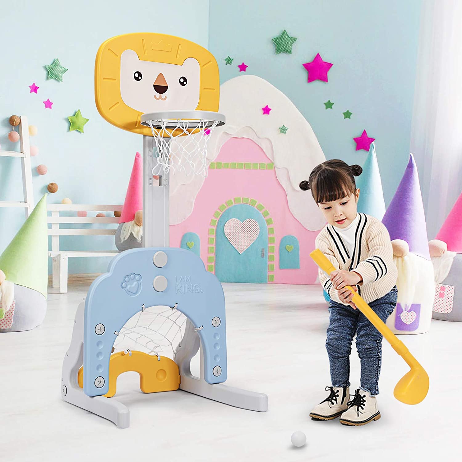 3 in 1 Toddlers Basketball Hoop Stand for Kids