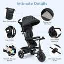 INFANS Kids Tricycle, 6 in 1 Baby Trike Toddler Bike with Reversible Seat, Adjustable Push Handle, Removable Canopy