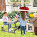 INFANS Mud Kitchen, Outdoor Play Kitchen with Faucet Chalkboard Stoves Removable Sink Cooking Accessories Wooden Kids Kitchen Playset