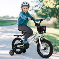 INFANS Kids Bike 12 Inch Toddlers Bike with Training Wheels Basket Adjustable Seat Handbrake and Coaster Brake