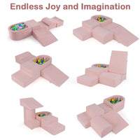 INFANS Climbing Toys for Toddlers, Foam Climbing Blocks and Ball Pit for Baby, 5pc Kids Climb and Crawl Block Activity Play Set