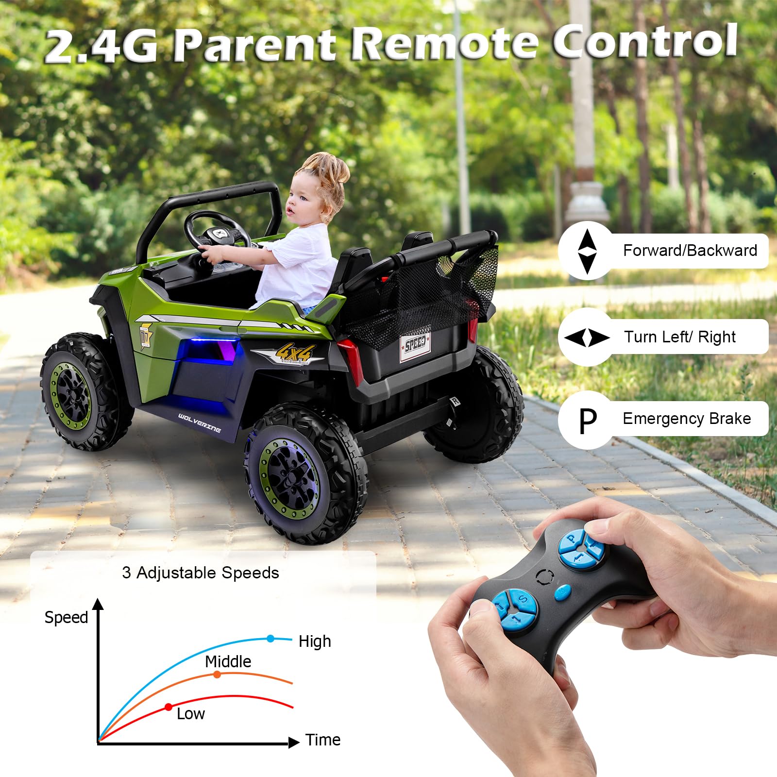 INFANS 2 Seater Kids Ride on UTV, 12V Electric Truck Car with Remote Control, Battery Powered Vehicle