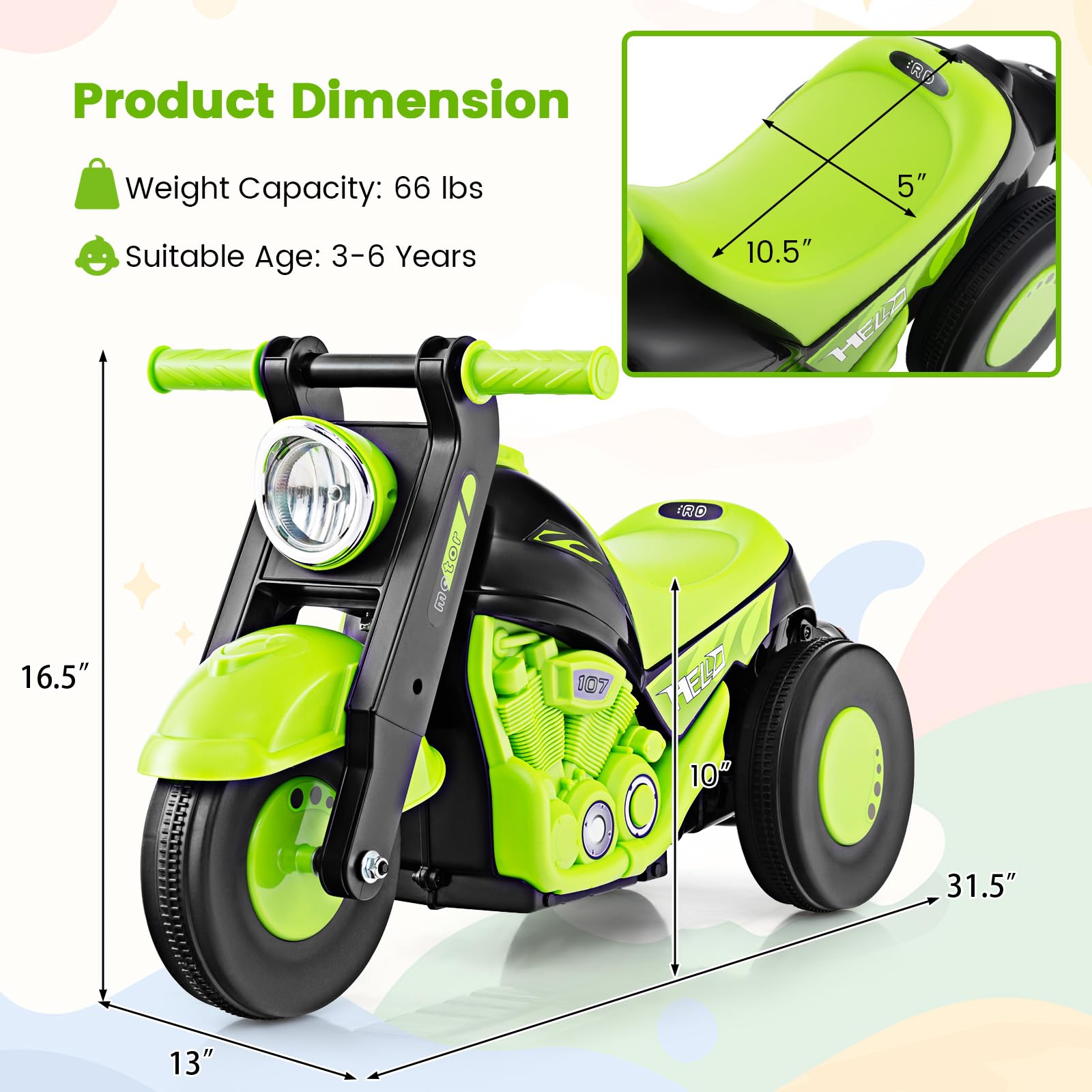 INFANS Ride on Push Car, Foot-to-Floor Sliding Car for Toddlers Kids Motorcycle with Bubble Maker, 3 Wheels Ride on Toys