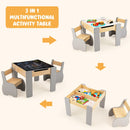 INFANS 3 in 1 Kids Table and Chair Set, Wood Multi Activity Table with Removable Tabletop, Detachable Blackboard
