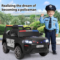 INFANS Ride on Police Car, 12V Kids Battery Powered Electric Vehicle with Siren, Flashing Lights, Bluetooth, Power Display