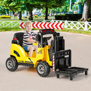INFANS Ride on Forklift, 12V Kids Electric Vehicle Construction Truck with Liftable Fork and Pallet, Toddlers Battery Powered Car