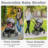 INFANS 2 in 1 Baby Stroller, High Landscape Infant Stroller, Foldable Pushchair