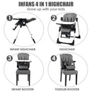 INFANS 4 in 1 High Chair�CBooster Seat, Convertible Highchair, Installation-Free,Simple Fold for Baby, Infant& Toddler
