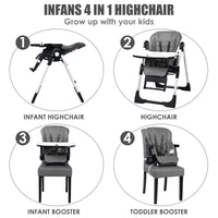 INFANS 4 in 1 High Chair�CBooster Seat, Convertible Highchair, Installation-Free,Simple Fold for Baby, Infant& Toddler