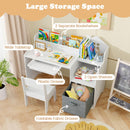 INFANS Kids Table and Chair Set, Toddler Art Craft Play Wood Activity Desk with Chairs, Children Furniture