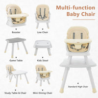 INFANS 8 in 1 Baby High Chair, Convertible Highchair for Babies and Toddlers, Infant Dining Booster Seat, Kids Stool Table Chair Set