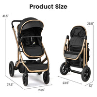 INFANS 2 in 1 Baby Stroller, Folding Newborn Pram Convertible Stroller High Landscape Shock Absorption