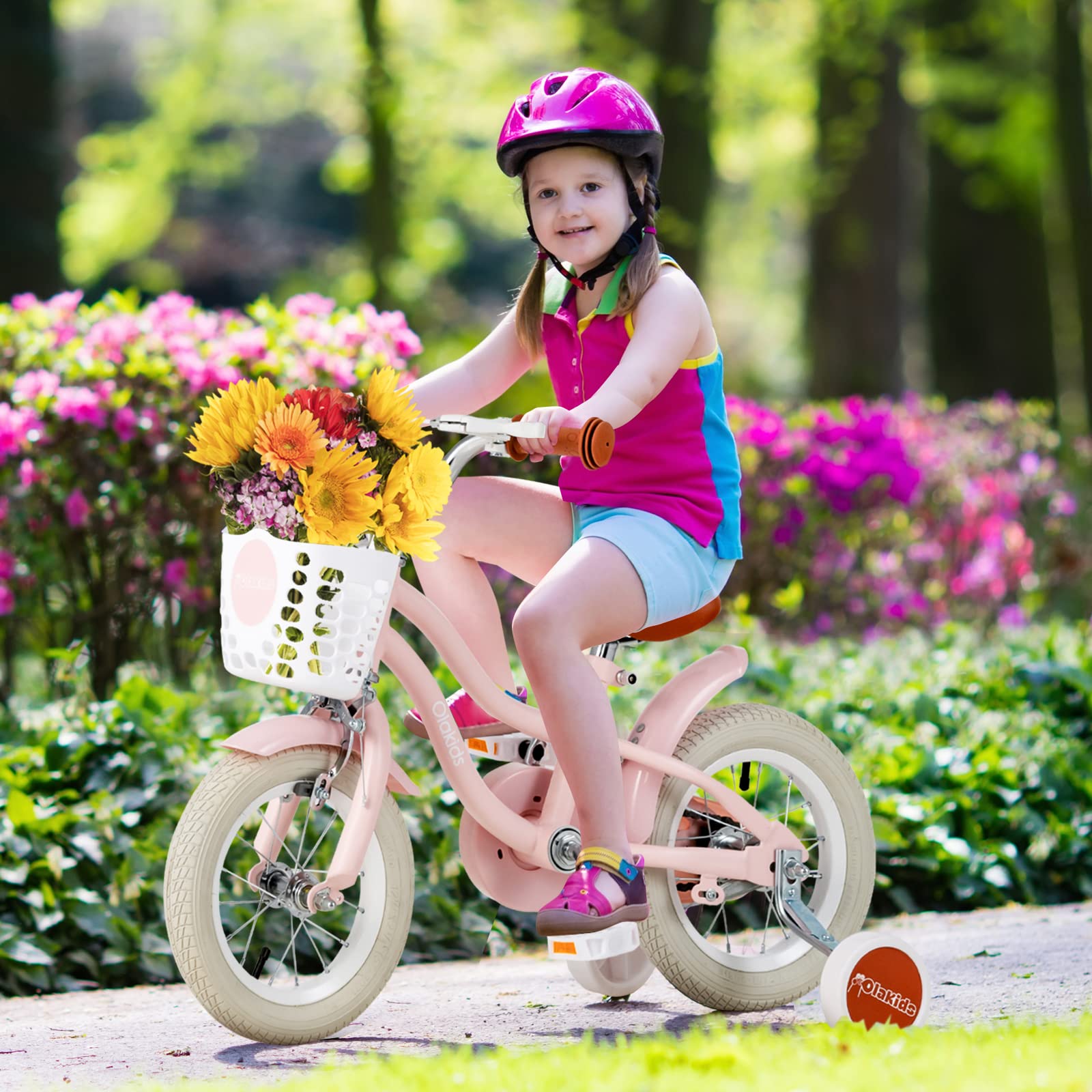 INFANS Kids Bike, 12 14 16 18 Inch Toddlers Bike with Removable Training Wheels, Children's Bicycle