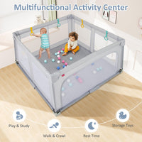 INFANS Foldable Baby Playpen with Mat, Large Baby Play Yard for Infant with 50 Ocean Balls, Fence Toddler Activity Center