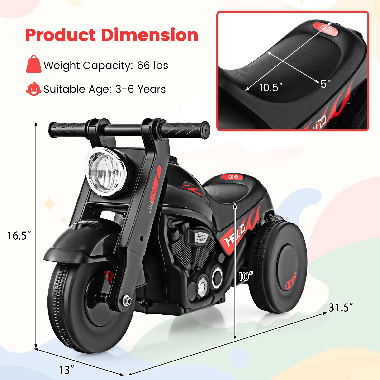 INFANS Ride on Push Car, Foot-to-Floor Sliding Car for Toddlers Kids Motorcycle with Bubble Maker, 3 Wheels Ride on Toys