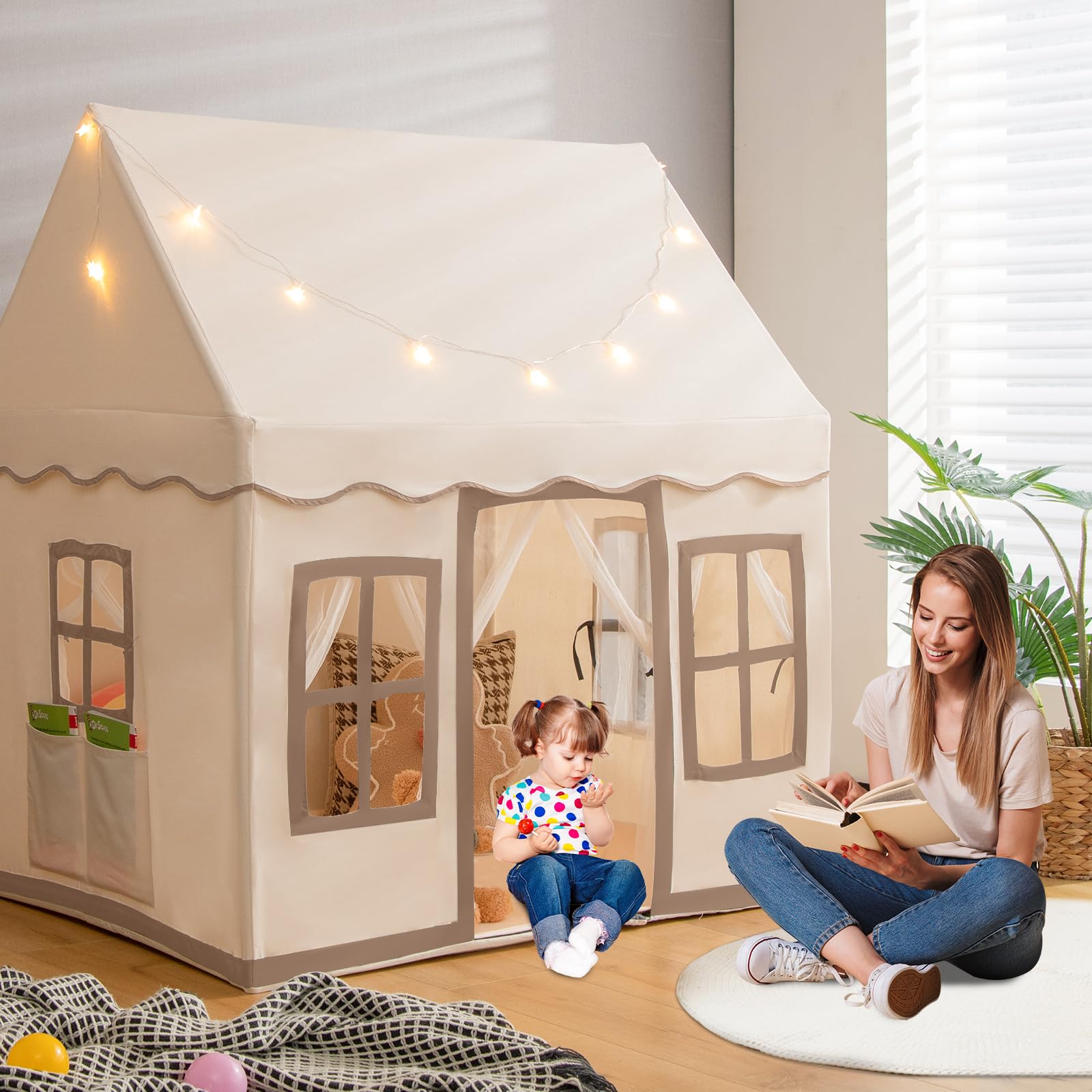 INFANS Kids Play Tent, Anti-Trip Large Playhouse Toys for Children Boys Girls, Princess Tents Castle