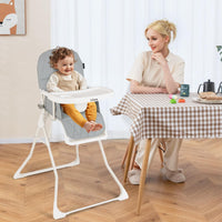 INFANS Baby High Chair, Quick Folding Portable Highchair for Babies and Toddlers with Adjustable Footrest Removable Dishwasher Tray PU Seat