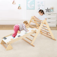 INFANS Pikler Triangle Set 7 in 1 Climbing Toys for Toddlers Foldable Baby Wood Montessori Jungle Gym