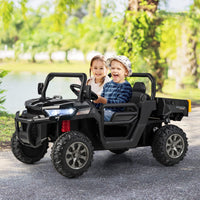INFANS 2 Seater Ride on UTV, 12V Kids Electric Vehicle Dump Truck, Toddlers Battery Powered Car with Music