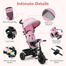 INFANS Kids Tricycle, 6 in 1 Baby Trike Toddler Bike with Reversible Seat, Adjustable Push Handle, Removable Canopy