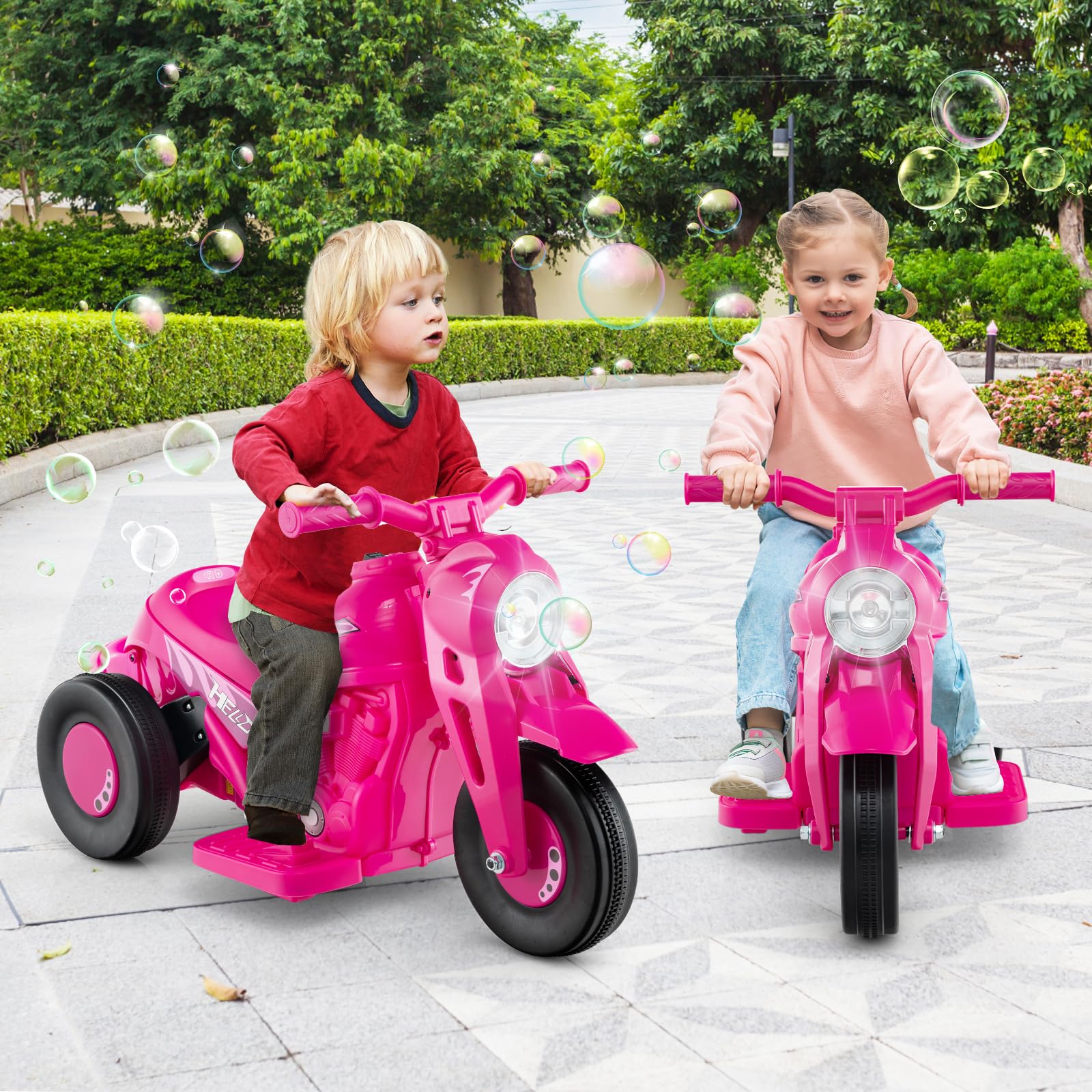 INFANS Kids Motorcycle, 6V Electric Ride on Car with Automatic Bubble Function for Children, Toddler Ages 3+