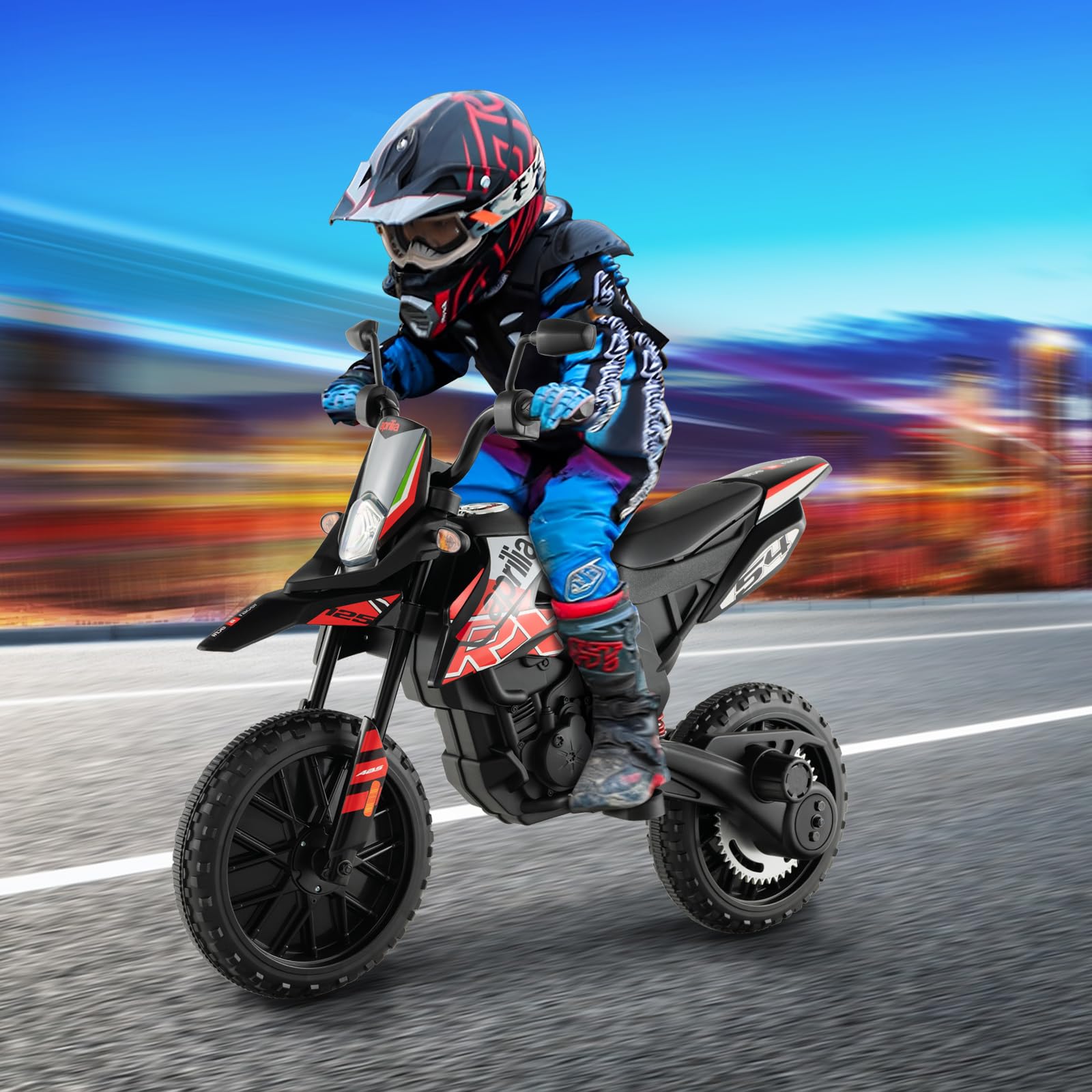 INFANS Kids Motorcycle 12V, Electric Ride-on Motorbike for Toddlers with Training Wheels