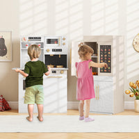INFANS Play Kitchen for Kids, 2-Piece Fridge Refrigerator Playset Combination with Electronic Interactive Alphabet Wall Chart