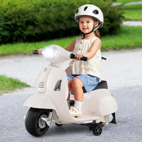 INFANS Licensed Vespa Kids Motorcycle, 6V Battery Powered Motorbike for Toddlers with Training Wheels, Horn, LED Lights
