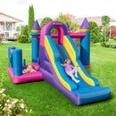 INFANS Inflatable Bounce House, Kids Pink Jumping Castle with Slide, Ball Pit, Climbing Wall, Basketball Rim