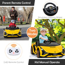 INFANS 12V Licensed Lamborghini Sian Kids Ride on Car with Parent Remote Control, Electric Toy Roadster Carbon Fiber Textured
