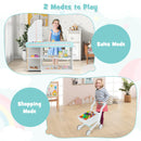 INFANS Kids Grocery Store Playset, Wooden Pretend Play Supermarket with LED Lights, Market Stand Toy