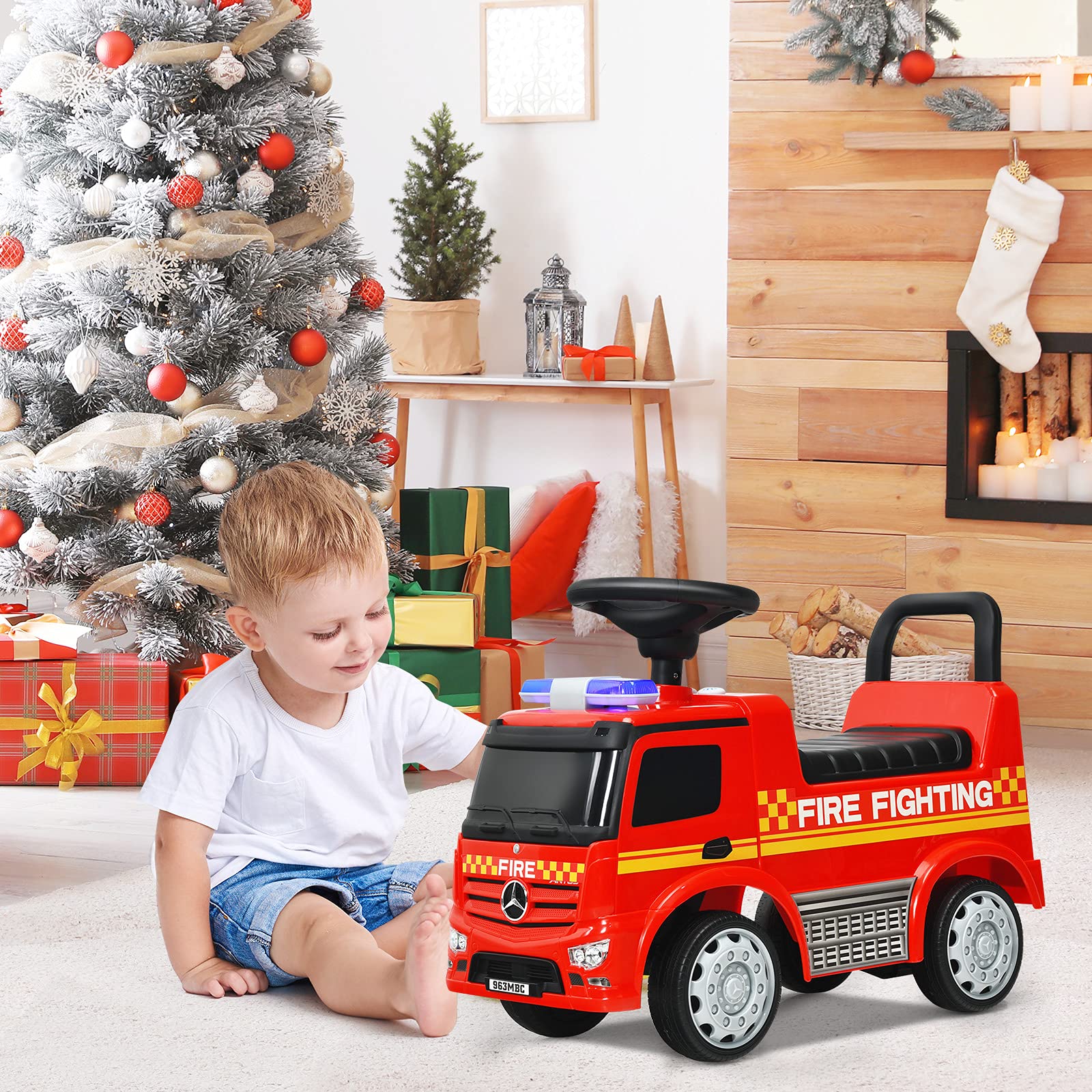 Licensed Mercedes Benz Foot to Floor Sliding Fire Truck with Horn