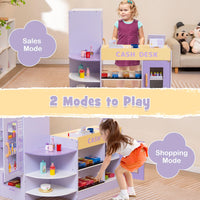 INFANS Kids Grocery Store Playset, Wooden Supermarket Toy Set with Cash Register, Vending Machine, Pretend Play Store