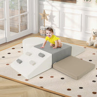 INFANS Climbing Toys for Toddlers, 6 Pieces Baby Foam Blocks Soft Play Set, Indoor Kids Climb and Crawl Sliding Structure