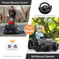 INFANS 12V Licensed Lamborghini Sian Kids Ride on Car with Parent Remote Control, Electric Toy Roadster Carbon Fiber Textured