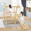 NFANS 7 in 1 Wooden Montessori Climber Playset with Tent Slide Climbing Rock Climbing Net